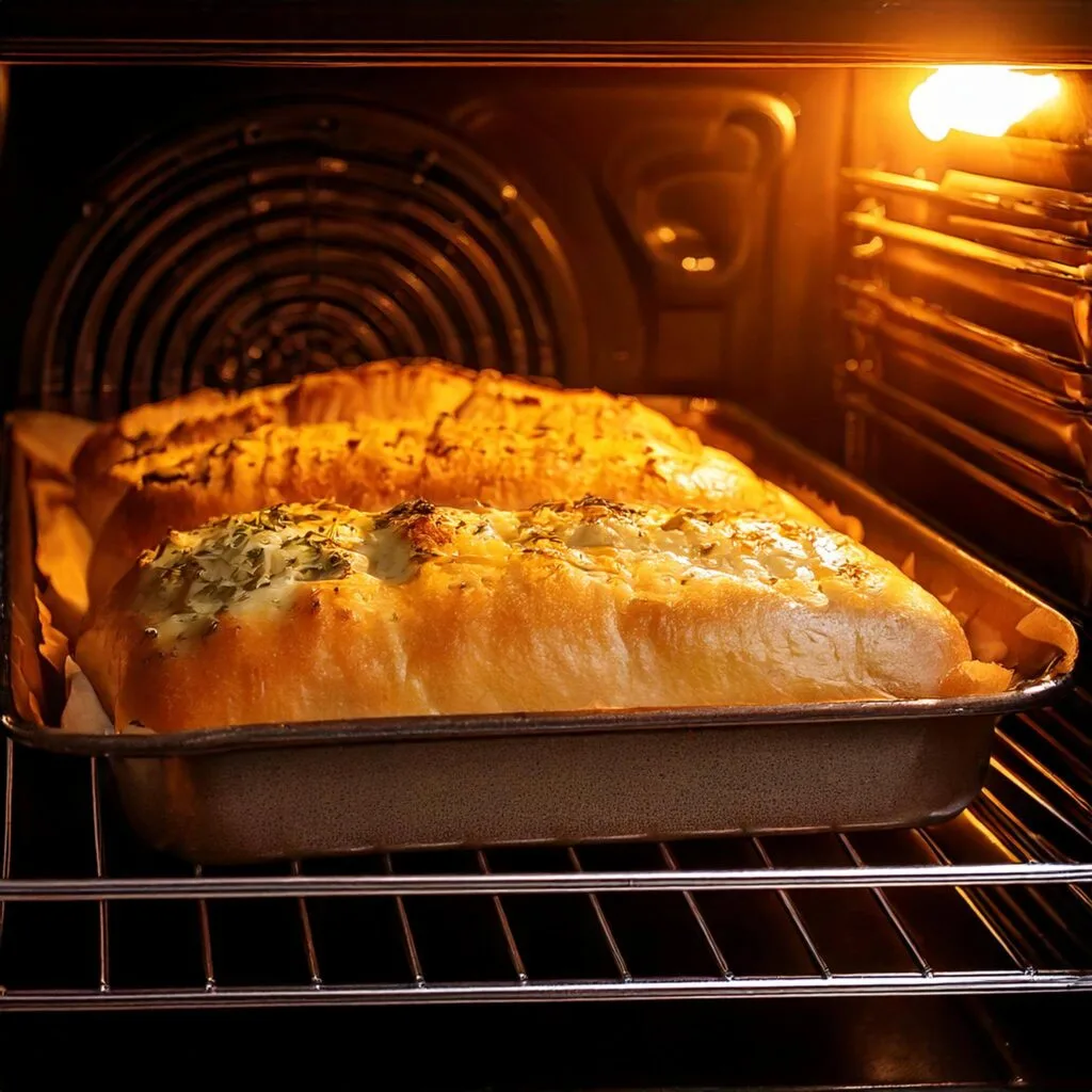 Garlic Parmesan Pull-Apart Bread baking in the oven